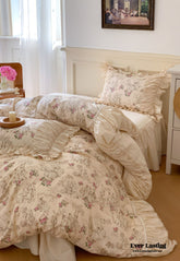 Victorian Inspired Antique Ruffle Bedding Set - Pink Gold